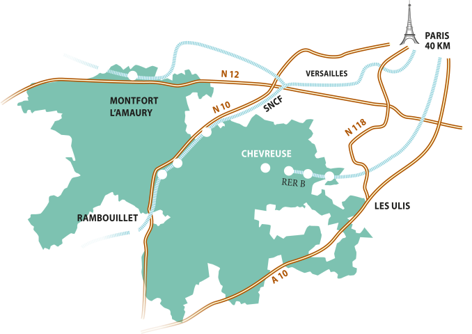 Carte des accès à la Vallée de Chevreuse 